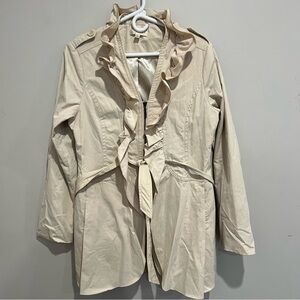 Kenar ruffled front zip up trench coat feminine classic womens L girlycore